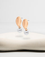 Liliflo_Bijoux interchangeable Swiss made_Boucles d'oreilles Giorgia en couleur acier rosé avec un lien murano cristal