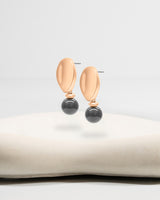 Liliflo_Bijoux interchangeable Swiss made_Boucles d'oreilles Giorgia en couleur acier rosé avec un lien pierre semi-précieuse hématite