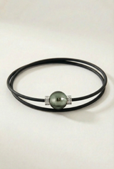 Bracelet Noir Absolu - Diamants - Lien Murano Tahiti