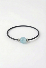 Bracelet Noir Absolu - Diamants - Lien Aigue-marine