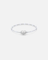 Liliflo - Bracelet femme en perle et Lien interchangeable Coeur en couleur acier