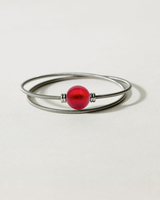 Liliflo_Bijoux femme interchangeable Swiss made_Bracelet double tour femme en spiral avec Murano Rouge