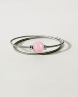 Liliflo_Bijoux femme interchangeable Swiss made_Bracelet double tour femme en spiral avec une pierre semi-précieuse Quartz rose