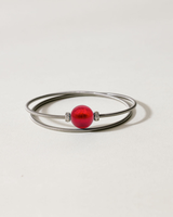 Liliflo_Bijoux femme interchangeable Swiss made_Bracelet diamant double tour femme en spiral avec Murano Rouge