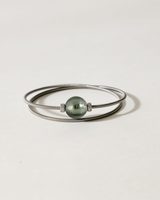 Liliflo_Bijoux femme interchangeable Swiss made_Bracelet diamant double tour femme en spiral avec Murano Tahiti