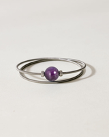 Liliflo_Bijoux femme interchangeable Swiss made_Bracelet diamant double tour femme en spiral avec une pierre semi-précieuse Améthyste