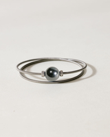 Liliflo_Bijoux femme interchangeable Swiss made_Bracelet diamant double tour femme en spiral avec une pierre semi-précieuse Hématite