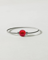 Liliflo_Bijoux femme interchangeable Swiss made_Bracelet simple tour femme en spiral avec Murano Rouge