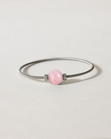 Liliflo_Bijoux femme interchangeable Swiss made_Bracelet diamant simple tour femme en spiral avec une pierre semi-précieuse Quartz rose