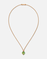 Liliflo_bijoux modulables swiss made_Collier Milonga_couleur rose avec un Murano Boréale de couleur vert avec feuille d’or