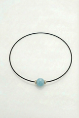 Collier Noir Absolu - Diamants - Lien Aigue-marine