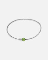 Liliflo_bijoux modulables swiss made_Collier rond Tango_couleur naturel avec un Murano Boréale de couleur vert avec feuille d’or