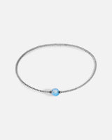Liliflo_bijoux modulables swiss made_Collier rond Tango_couleur naturel avec un Murano Zenith de couleur bleu aqua