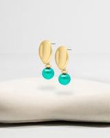 Liliflo_Bijoux interchangeable Swiss made_Boucles d'oreilles Giorgia en couleur acier doré avec un lien murano caraïbe