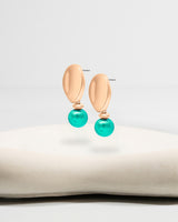 Liliflo_Bijoux interchangeable Swiss made_Boucles d'oreilles Giorgia en couleur acier rosé avec un lien murano caraïbe