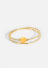 Liliflo_Bijoux modulables Swiss made_Bracelet interchangeable Milonga_couleur acier doré avec une pierre semi-précieuse Calcite jaune