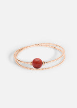 Liliflo_Bijoux modulables Swiss made_Bracelet interchangeable Milonga double tour_couleur acier rosé avec une pierre semi-précieuse Corail
