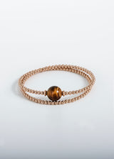 Liliflo, marque de bijoux interchangeable Suisse : Bracelet Tango double tour en couleur or rose - Pierre semi-précieuse oeil de tigre