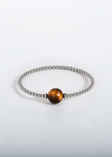 Liliflo, marque de bijoux interchangeable Suisse : Bracelet Tango simple tour en couleur naturel - Pierre semi-précieuse oeil de tigre
