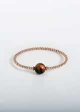 Liliflo, marque de bijoux interchangeable Suisse : Bracelet Tango simple tour en couleur or rose - Pierre semi-précieuse oeil de tigre