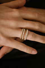 Liliflo - Bijoux Swiss made - Alliance femme or jaune 18 carats bague diamants Santorin