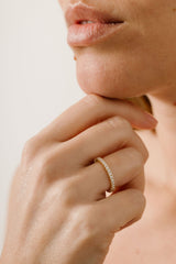 Liliflo - Bijoux Swiss made - Alliance femme or jaune 18 carats bague diamants Santorin