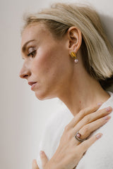 Liliflo_Bijoux modulable swiss made_Perle de culture rose_Boucles d'oreilles Giorgia_couleur acier doré