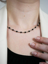 Liliflo - Bijoux modulable Swiss made - Collier femme couleur acier en pierre Onyx - fermoir interchangeable Pierre Onyx