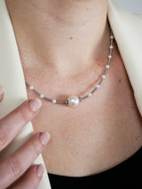 Liliflo - Bijoux modulable Swiss made - Collier femme couleur acier en perle Cumingii - fermoir interchangeable Perle d'eau douce