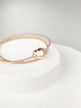 Liliflo - Bijoux modulables Swiss made - Bracelet femme double tour et Lien Coeur interchangeable Acier rosé