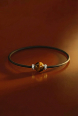 Bracelet Noir Absolu - Diamants - Lien Oeil de tigre