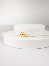 Liliflo - Bijoux interchangeables Swiss made - Collier femme en perle de Cumingii et Lien interchangeable Coeur en couleur acier doré