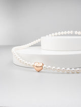 Liliflo - Bijoux interchangeables Swiss made - Collier femme en perle de Cumingii et Lien interchangeable Coeur en couleur acier rosé