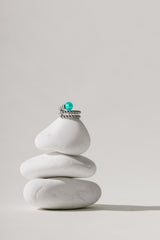 Liliflo_Bijoux modulable swiss made_Murano Caraïbe_Bague interchangeable Tango_couleur acier avec diamant