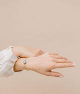 Liliflo_Bijoux interchangeables Swiss made_Collier Milonga en couleur or jaune_Pierre semi-précieuse_Aigue marine