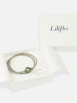 Coffret bracelet modulable Tango Double de couleur naturel avec des verres de Murano Cristal et Tahiti