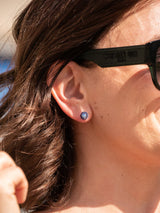 Liliflo, marque de bijoux Suisse : Clous d'oreilles Karine - verre de murano Neptune