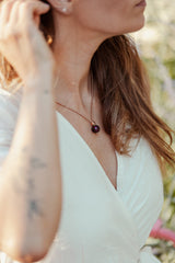 Liliflo, marque de bijoux Suisse : collier Milonga - Or rose - Pierre semi-précieuse - Améthyste