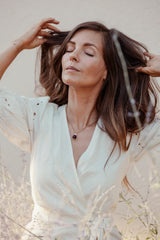 Liliflo, marque de bijoux Suisse : collier interchangeable Milonga - Or rose - Pierre semi-précieuse - Amétyste