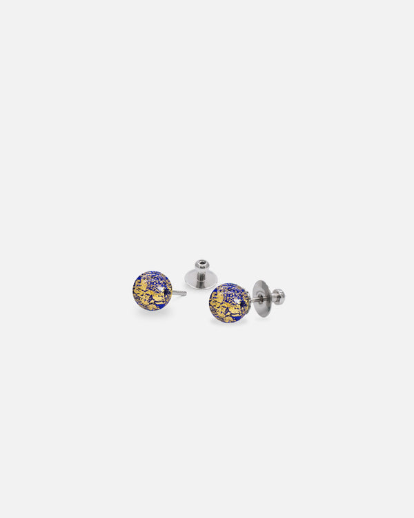 Liliflo_Schmuck, modular swiss made_Ohrstecker mit Murano Aube_Nachtblaue Farbe mit Blattgold