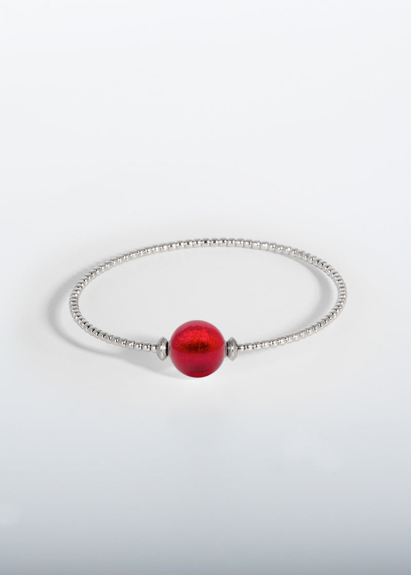 Liliflo - Modularer Schmuck Swiss made - Armband Milonga Murano Rot in 1 Runde Naturfarbe