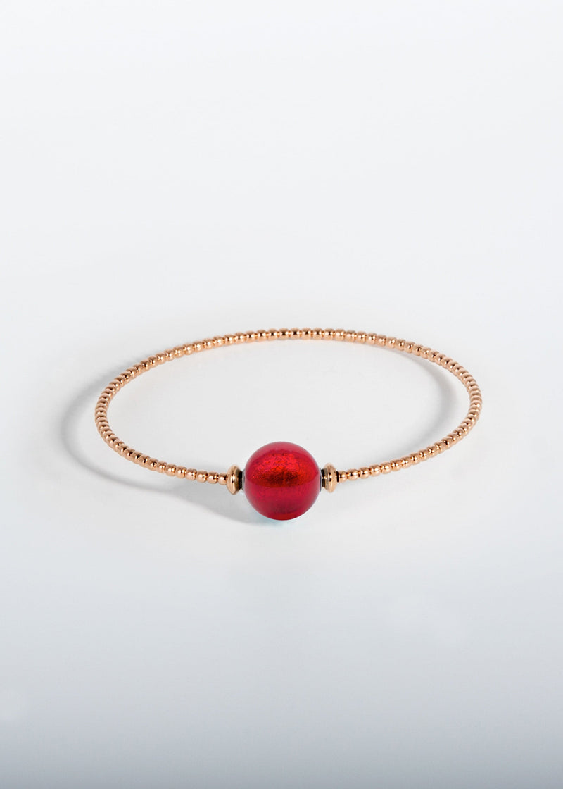 Liliflo - Modularer Schmuck Swiss made - Armband Milonga Murano Rot in 1 Runde Farbe Roségold