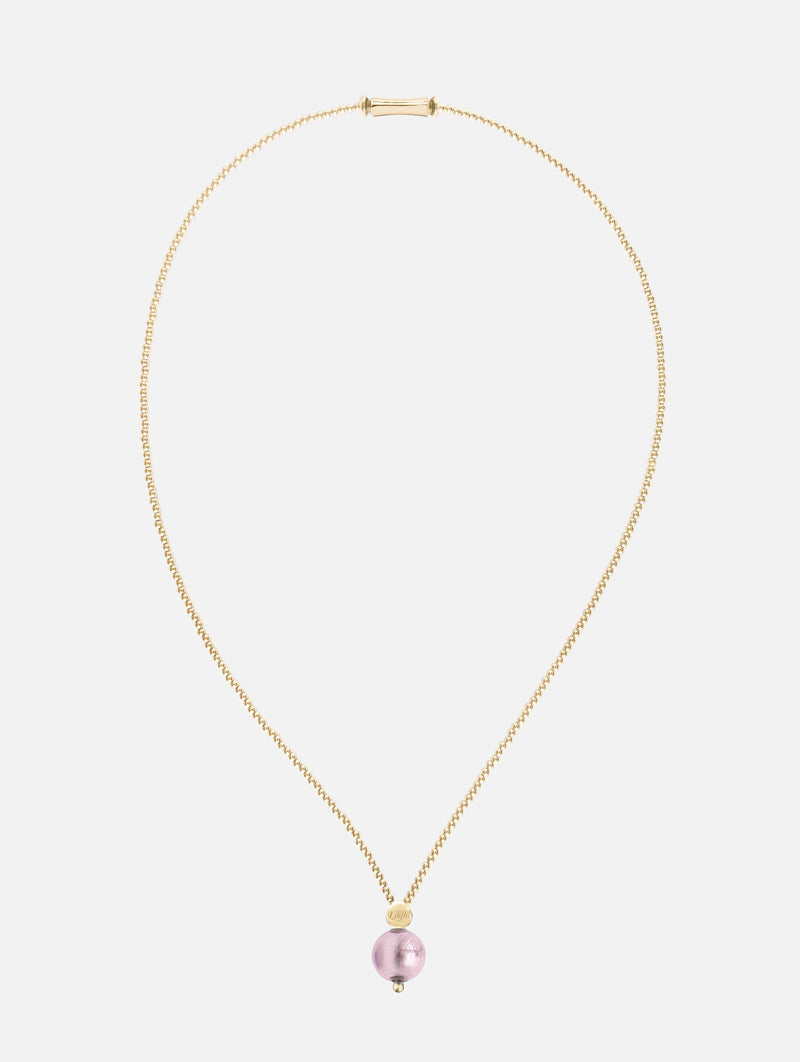Liliflo - Modularer Schmuck Swiss made - Collier Milonga Anhänger oder runde gelbgoldene Farbe mit einem Murano Rose
