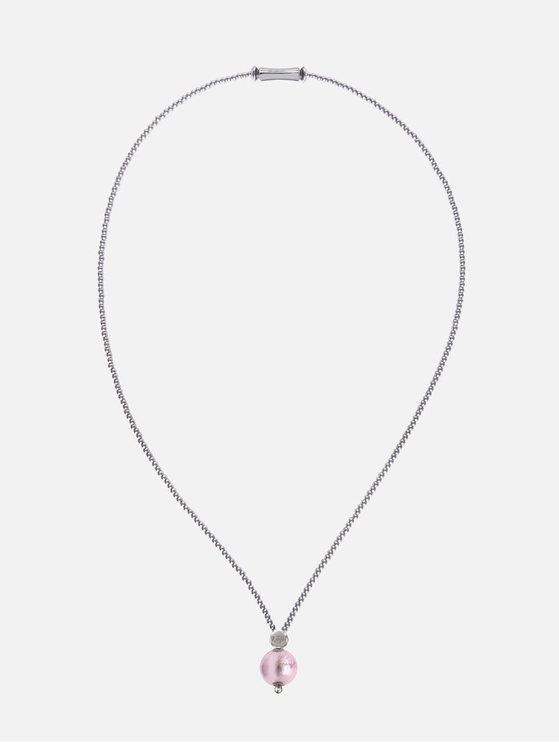 Liliflo - Modularer Schmuck Swiss made - Collier Milonga Anhänger oder runde natürliche Farbe mit einem Murano Rose