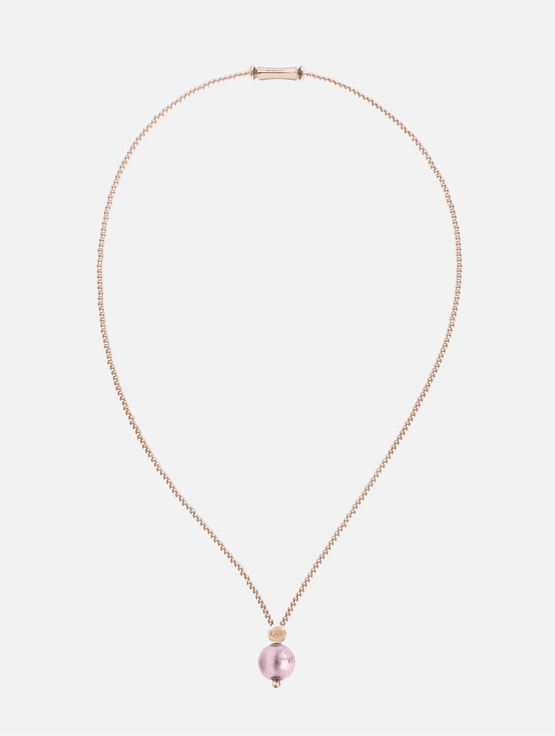 Liliflo - Modularer Schmuck Swiss made - Collier Milonga hängend oder rund in der Farbe Roségold mit einem Murano Rose