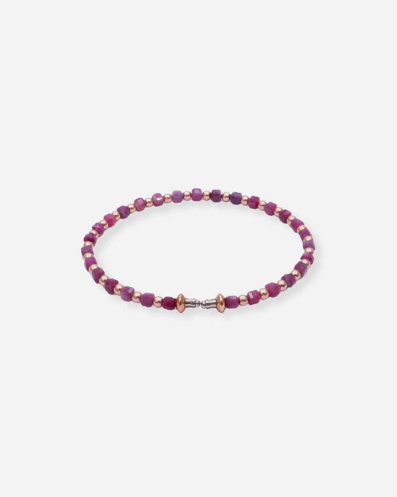 Liliflo - Modularer Schmuck Swiss made - Kollektion Constellation  - Armband Roséfarbener Edelstahl Rubin