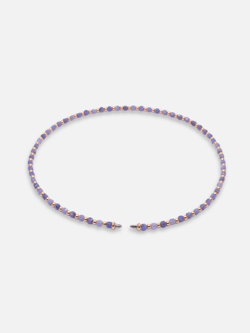 Liliflo - Modularer Schmuck Hergestellt in der Schweiz - Kollektion Constellation - Collier Roséfarbener Edelstahl Tansanit