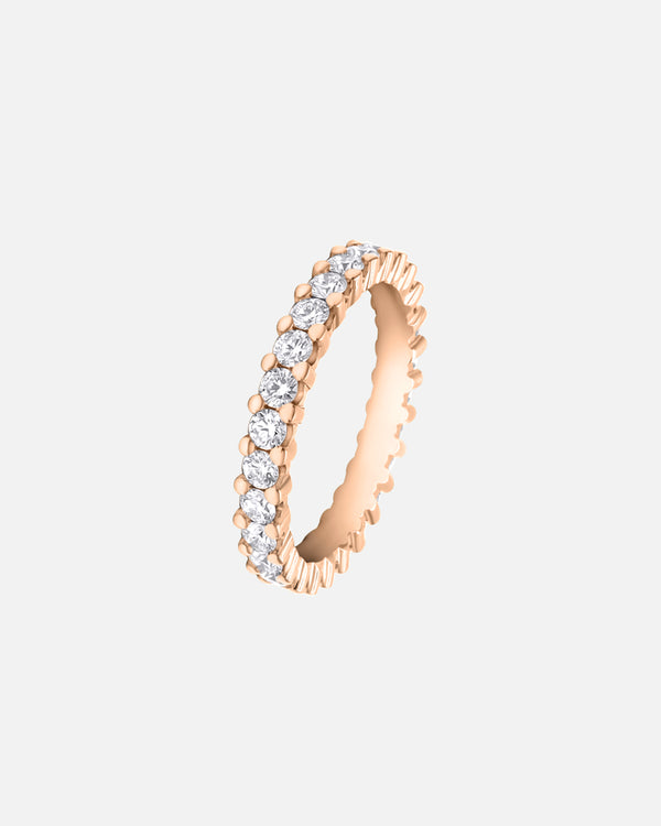 Alliance femme or rose 18 carats bague diamants Santorin M