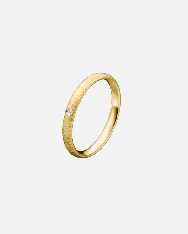 Alliance femme 3 diamants or jaune horizon 2,5 mm - effet givrée ou Ice mat
