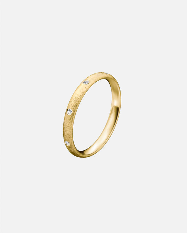Alliance femme 8 diamants or jaune horizon 2,5 mm - effet givrée ou Ice mat